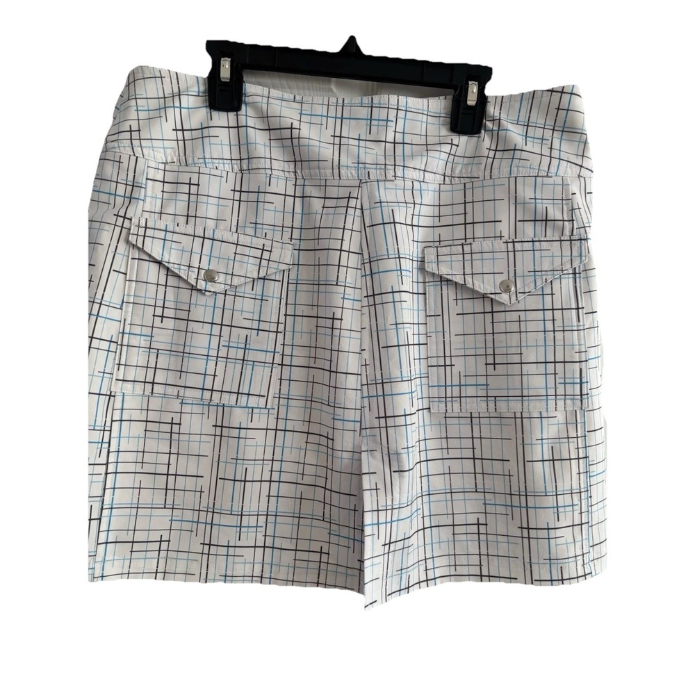 JoFit Women's Size 8 Golf Tennis Skort White Blue & Black Line Print Pattern - Picture 8 of 11